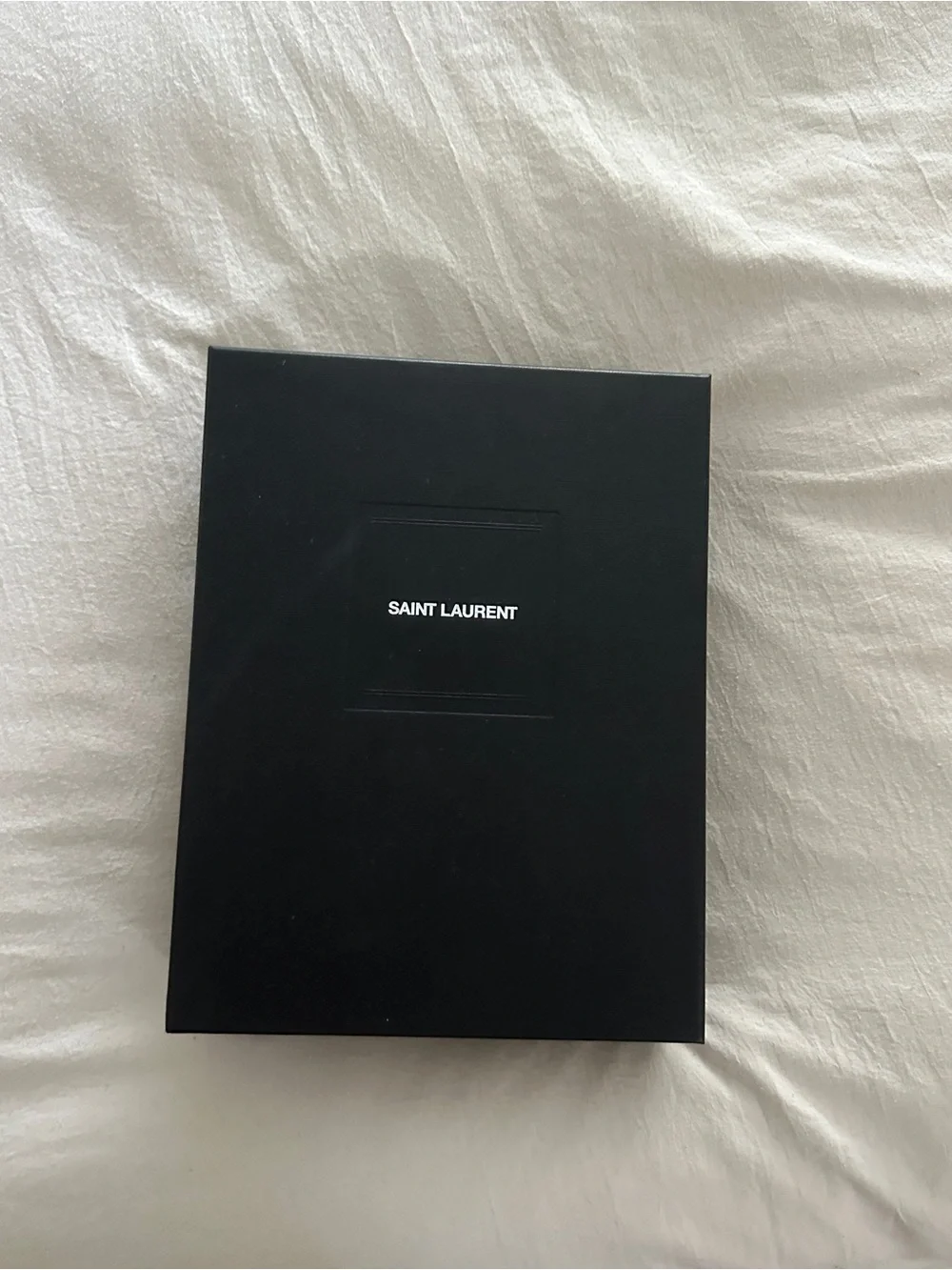 Saint Laurent Black and White Two-Tone Quilted YSL Chain Card Holder